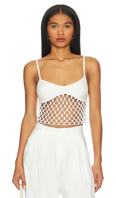 Nbd Nastasia Beaded Crochet Tank In White