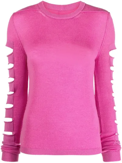 Rick Owens Biker Level Spartan Rib Sweater In Pink