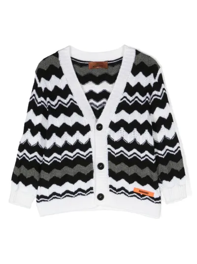 Missoni Multicolor Cardigan For Baby Kids With Logo In Black