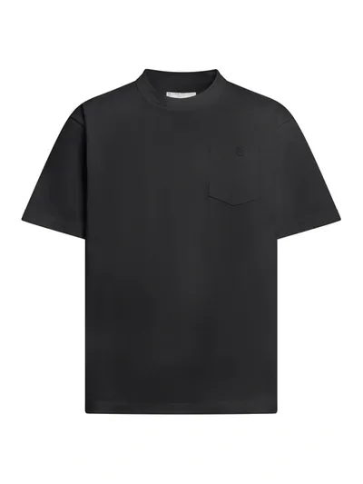 Sacai Oversized T-shirt With Chest Pocket In Black