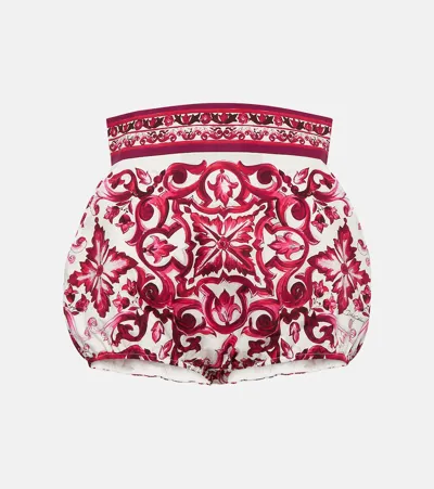 Dolce & Gabbana Majolica Cotton Shorts In White