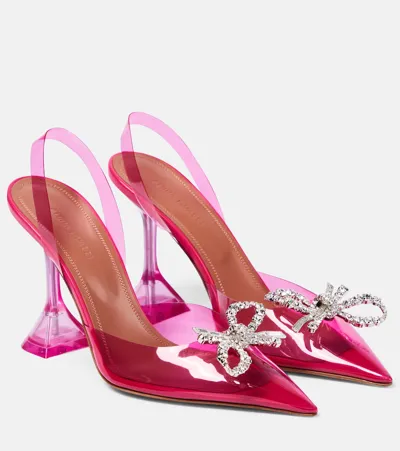 Amina Muaddi Rosie Embellished Pvc Slingback Pumps In Pink