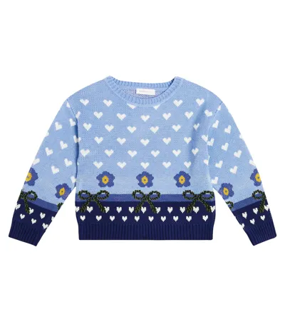 Monnalisa Kids' Pullover Aus Jacquard In Blue