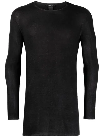 Avant Toi Reversible Round Neck Pullover In Black