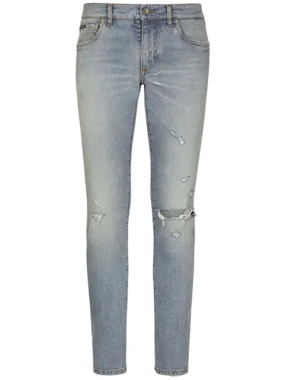 Dolce & Gabbana Ripped-detailing Skinny Jeans In Multicolor