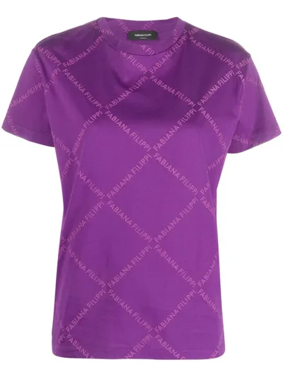 Fabiana Filippi Logo-print Cotton T-shirt In Purple