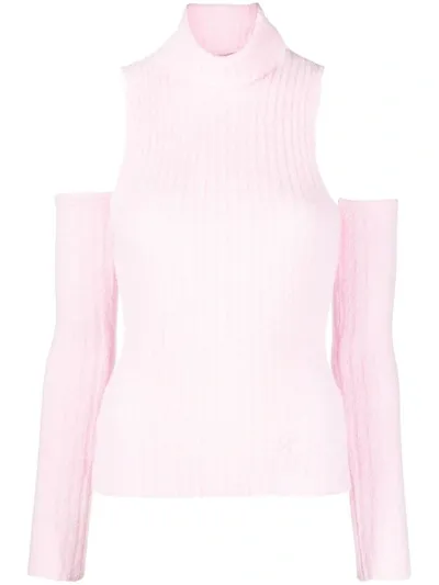 Blumarine Ribbed-knit Top In Pastel