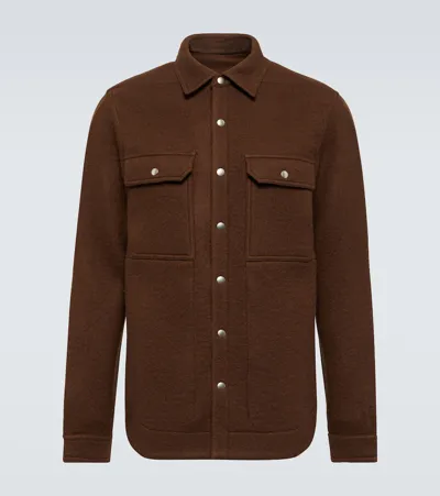 Rick Owens Oversized Virgin Wool Overshirt In Brown