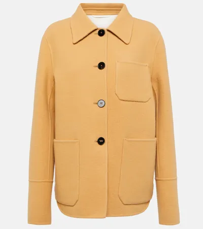 Jil Sander Boxy Virgin Wool Shirt Jacket In Nude