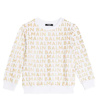 Balmain Kids' Logo Cotton Sweatshirt In White