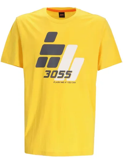 Hugo Boss Graphic-print Cotton T-shirt In Yellow