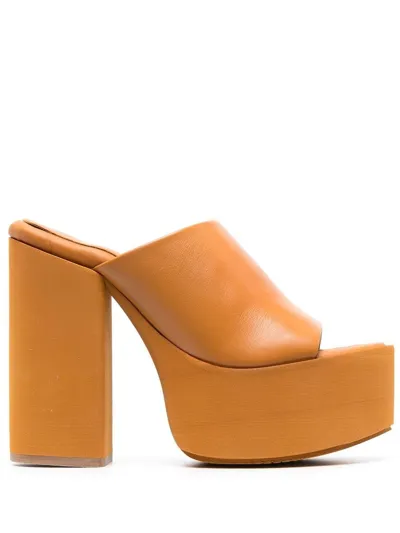 Paloma Barceló 145mm Leather Platform Mules In Orange