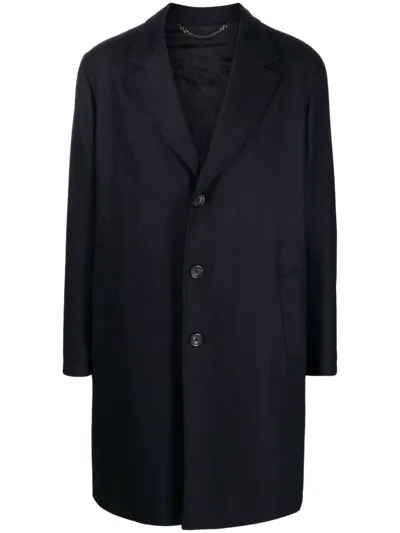 Canali Single-breasted Long Coat In Blau Nit