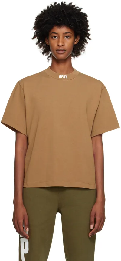 Heron Preston Brown 'hpny' T-shirt In Tobacco Brown White