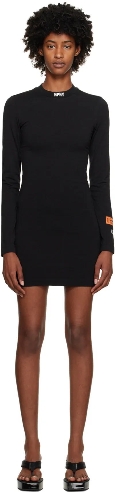 Heron Preston Black 'hpny' Minidress In Black White