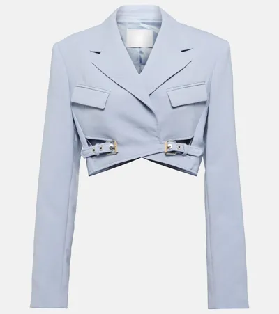 Dion Lee Cropped Wool-blend Blazer In Glacier