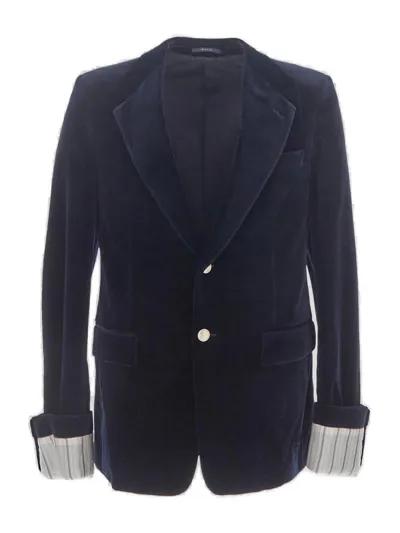 Gucci Stretch Velvet Formal Jacket In Blue