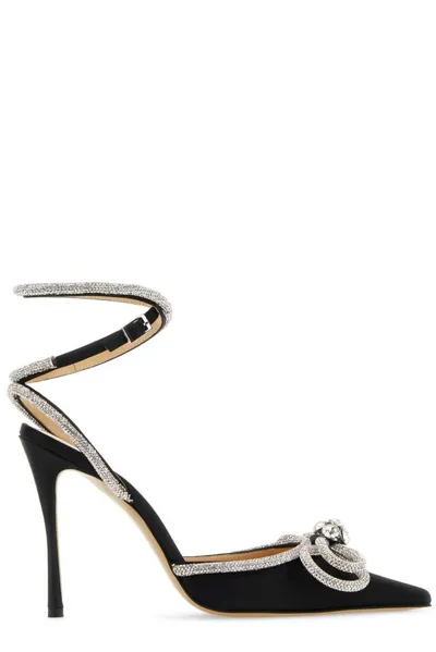 Mach & Mach Bow Embellished Pointed Toe Pumps In Black