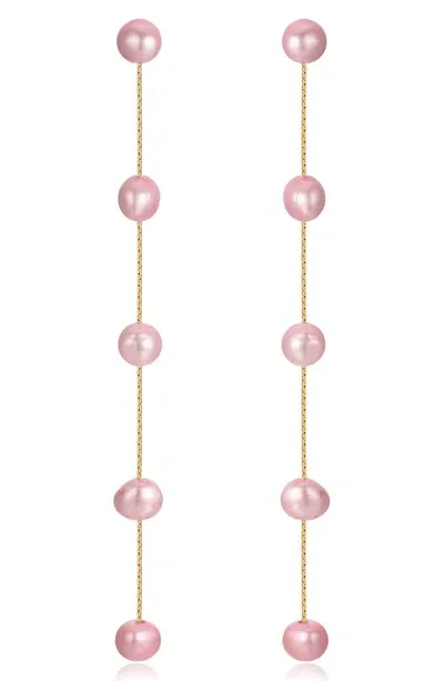 Ettika Cultured Pearl Linear Drop Earrings In Pink