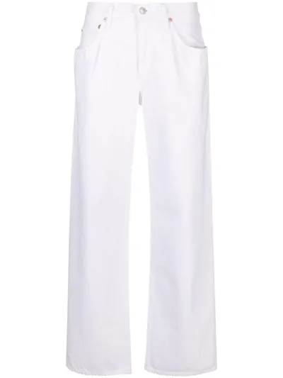 Agolde Fusion Low Rise Relaxed Straight Leg Organic Cotton Jeans In White