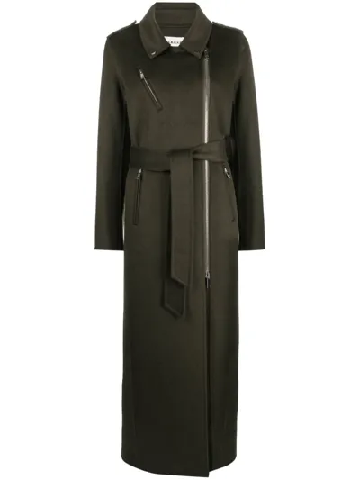 P.a.r.o.s.h Off-centre Belted Trench Coat In Green