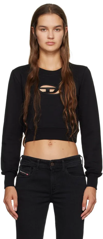 Diesel Cropped Sweatshirt With Cut-out Logo In Black