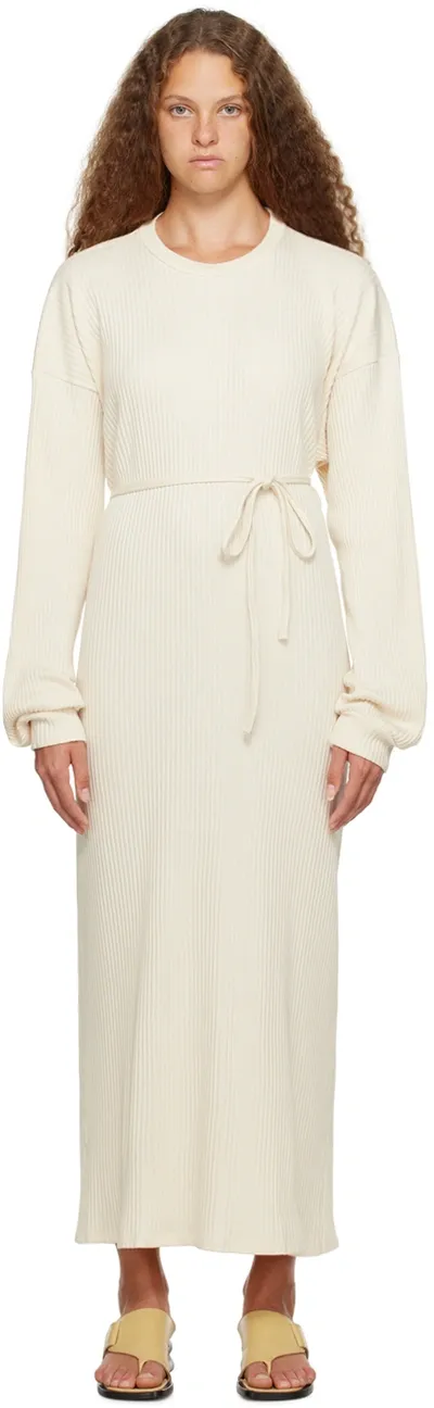 Baserange Off-white Shaw Midi Dress In Beige