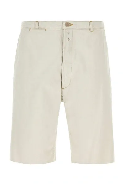 Maison Margiela Chalk Sevedge Cotton Denim Shorts In White