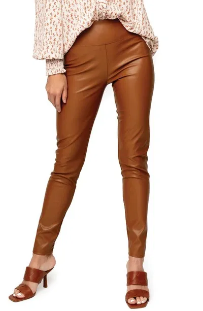 Gibsonlook Gigi Essential Faux Leather Leggings In Cocoa