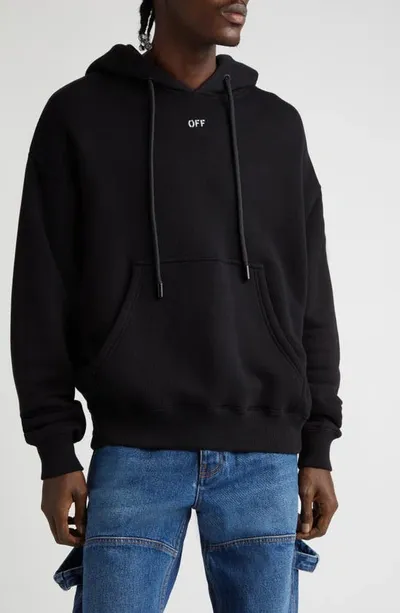 Off-white Logo-print Cotton Hoodie In Black White