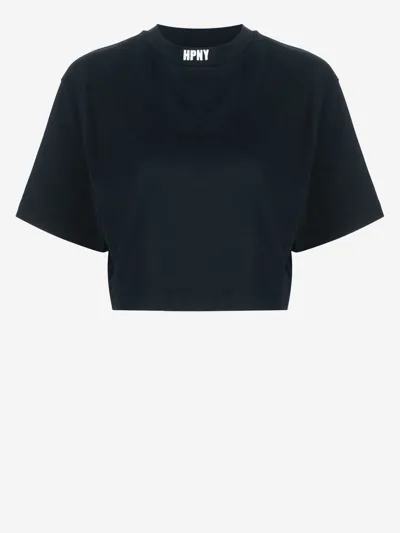 Heron Preston Embroidered-logo Cropped T-shirt In Black White