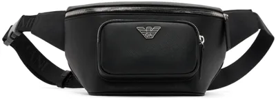 Emporio Armani Black Eagle Plate Belt Bag