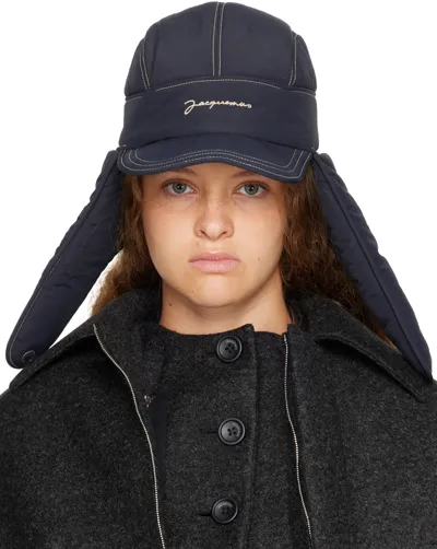 Jacquemus Navy 'la Cagoule Bricciola' Cap In 840 Terracotta