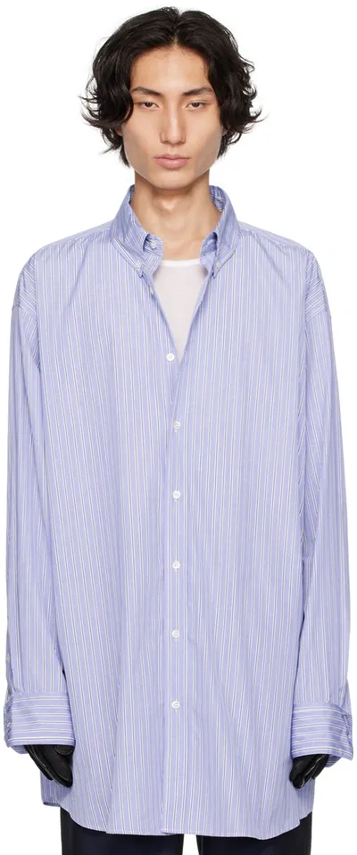 Maison Margiela Blue Striped Shirt In Multi