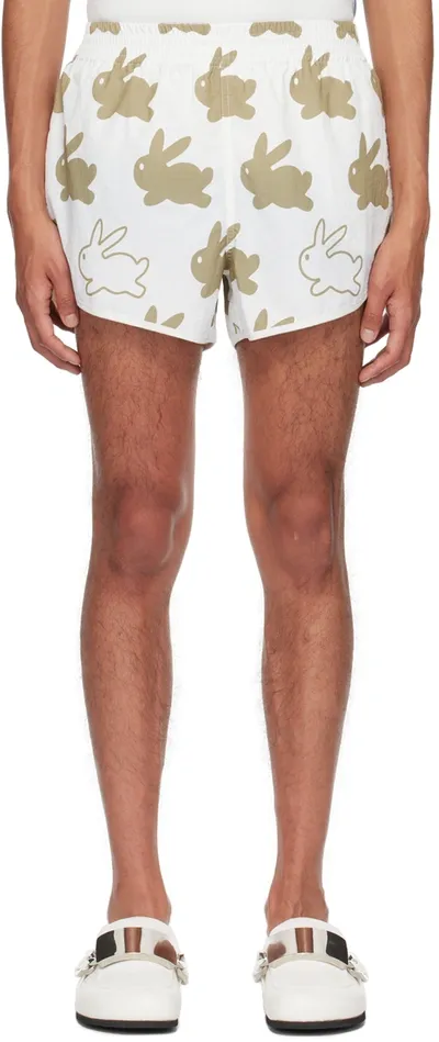 Jw Anderson Bunny-print Running Shorts In White