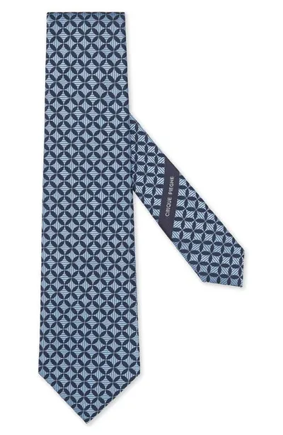 Zegna Ties Geo Print Silk Tie In Blue