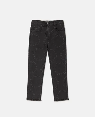 Stella Mccartney Circular Logo Straight Leg Jeans In Black