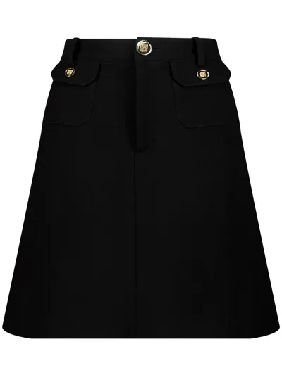 Giambattista Valli High-waist Wool Straight Skirt In Black