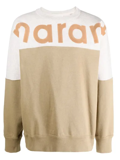 Marant Logo-print Ribbed Sweatshirt In Green