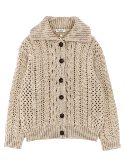 Brunello Cucinelli Kids' Cardigan Paillettes In Neutrals