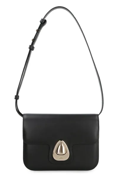 Apc Mini Astra Smooth Calfskin Handbag With Gold-tone Hardware, Adjustable Strap – Black