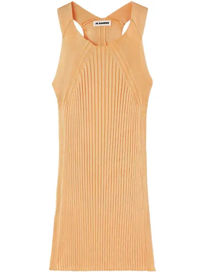 Jil Sander Ribbed-knit Sleeveless Blouse In Orange