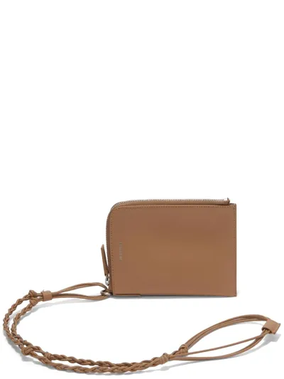 Jil Sander Tangle Leather Passport Holder In Brown