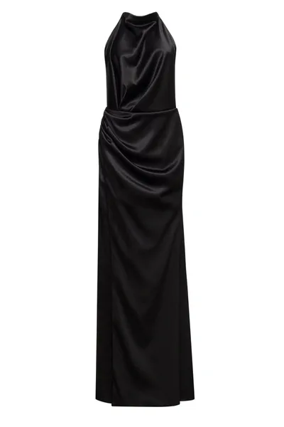 Milla Black Mock Neck Sleeveless Low Slit Dress