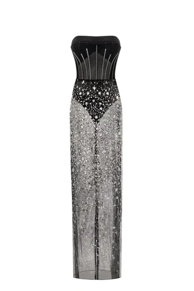 Milla Crystal-covered Fabulous Black Maxi Dress