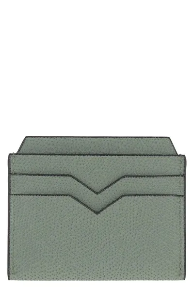 Valextra Leather Card Holder In Green