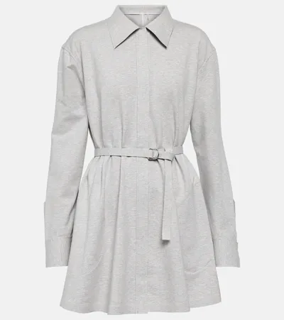 Norma Kamali Cotton-blend Jersey Shirt Dress In Grey