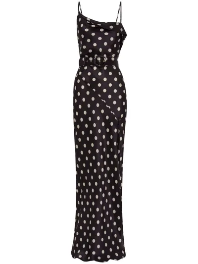 Nicholas Polka Dot-print Long Dress In Black