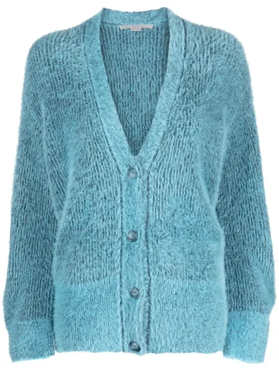 Stella Mccartney Brushed-effect Button-up Cashmere In Azul