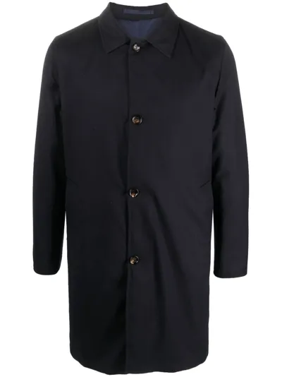 Kired Single-breasted Cashmere Coat In Blue